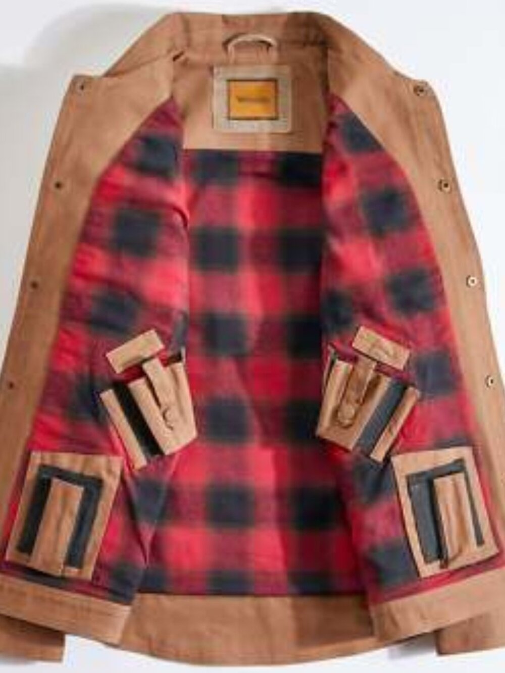 Concealed Carry Flannel Lined Canvas Shirt Jacket - Brown | Medium